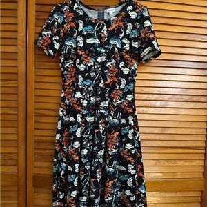 LuLaRoe Orange and Black Patterned Dress Excellent Condition